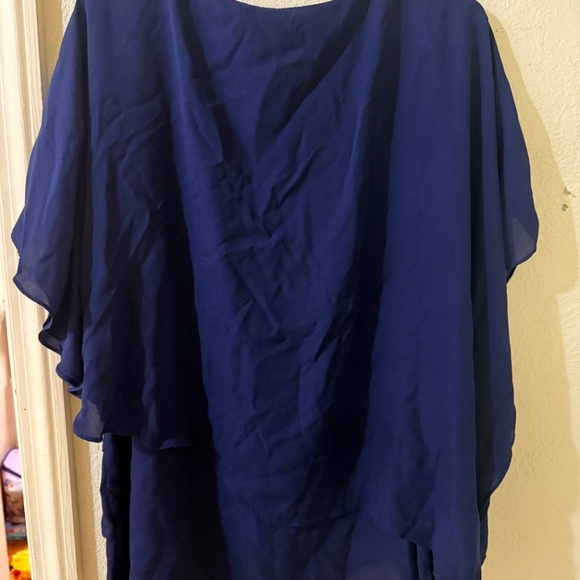 JM Collection Large Navy Blouse - Picture 3 of 3
